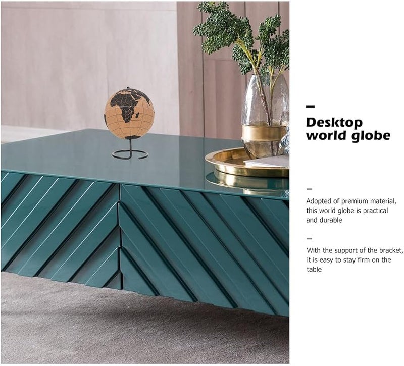 كرة مكتبية فريدة من نوعها: كرة أرضية من الفلين على قاعدة سوداء - هدية صديقة للبيئة - Image 4